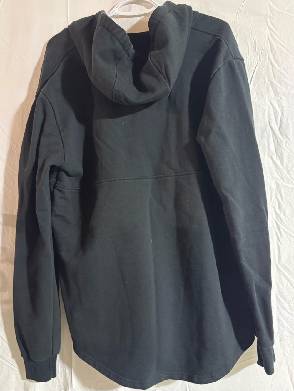 Polar piece Black Pullover Hooded Shirt with Button Placket - Picture 2 of 4